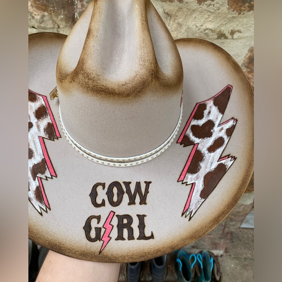 SOLD READ BELOW
New Cowgirl “Fast as Lightening “ hand burned & painted hat - Picture 2 of 6